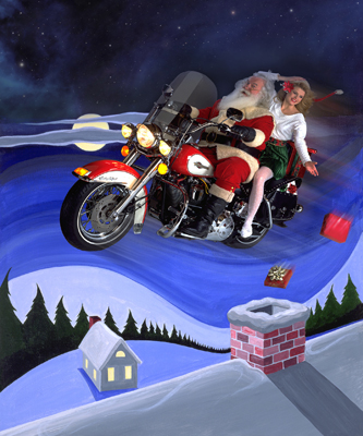 Santa Rides a Harley